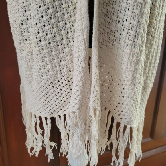 Torrid Open Front Crochet Fringe Cardigan Kimono Ivory Size 00 L - Picture 2 of 7